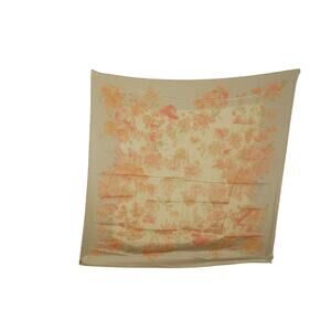 Vintage Up & Up Floral Scarf 32x33 White Pink Orange Flower Print Retro 80s 90s